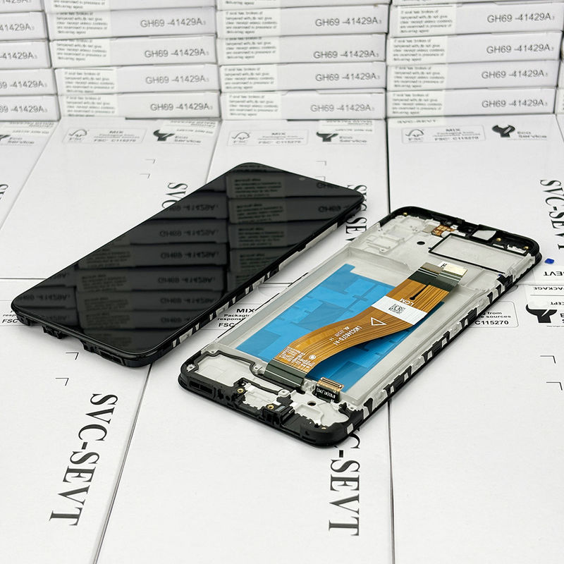 100% przetestowany QC A02S LCD zamienna Anti Static Bag Pack Czarny mobilny wyświetlacz LCD